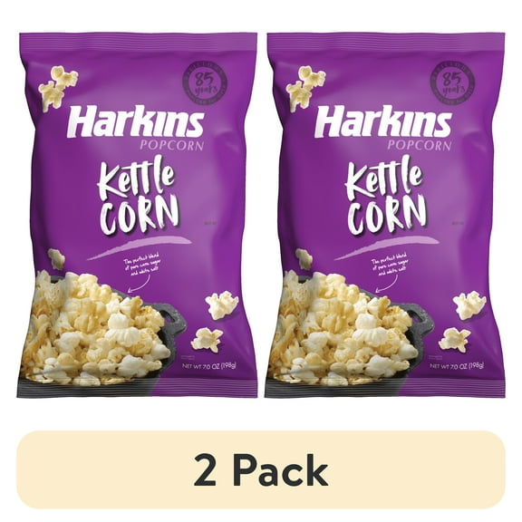 (2 pack) Harkins Kettle Corn Popcorn, 7 oz Bag, Gluten-Free