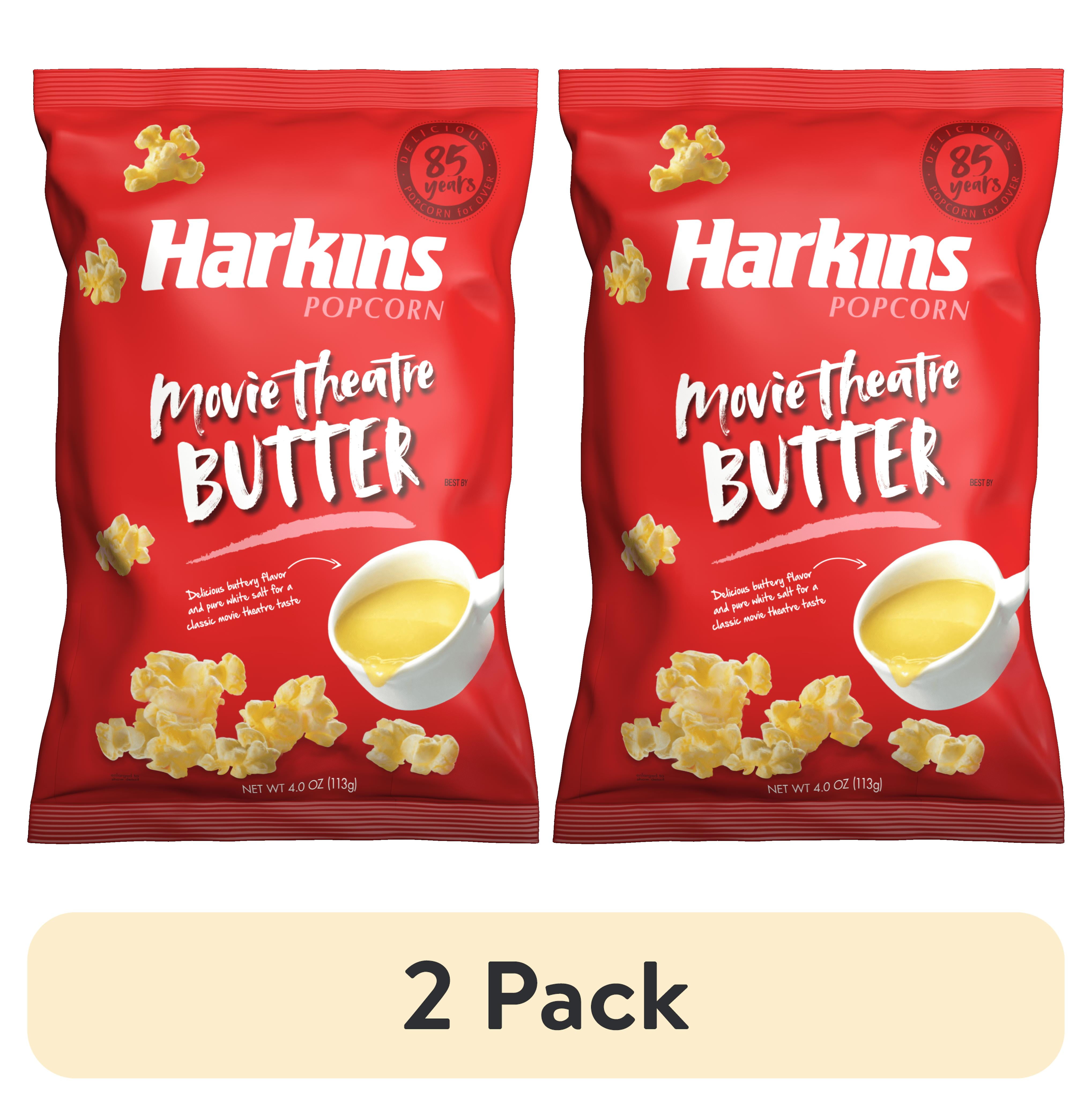 (2 pack) Harkins Movie Theatre Butter Popcorn, 4 oz Bag, Gluten-Free