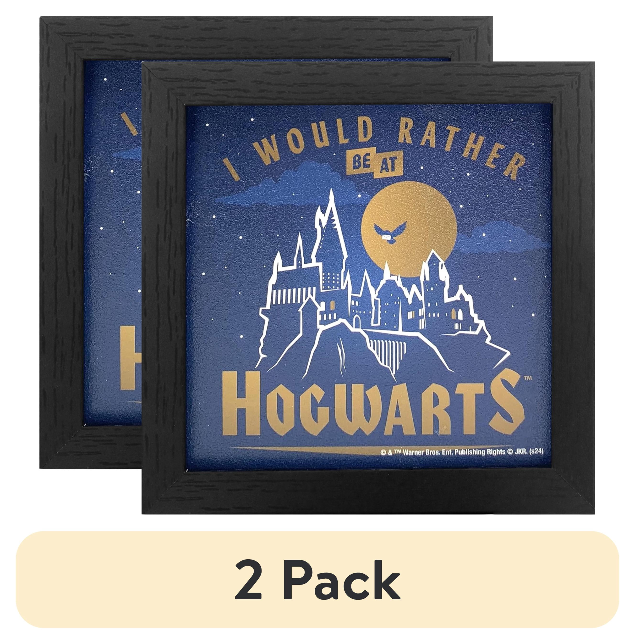 (2 pack) Silver Buffalo Harry Potter Rather Be at Hogwarts Gel Coat 6" x 6" Framed MDF Modern Wall Art