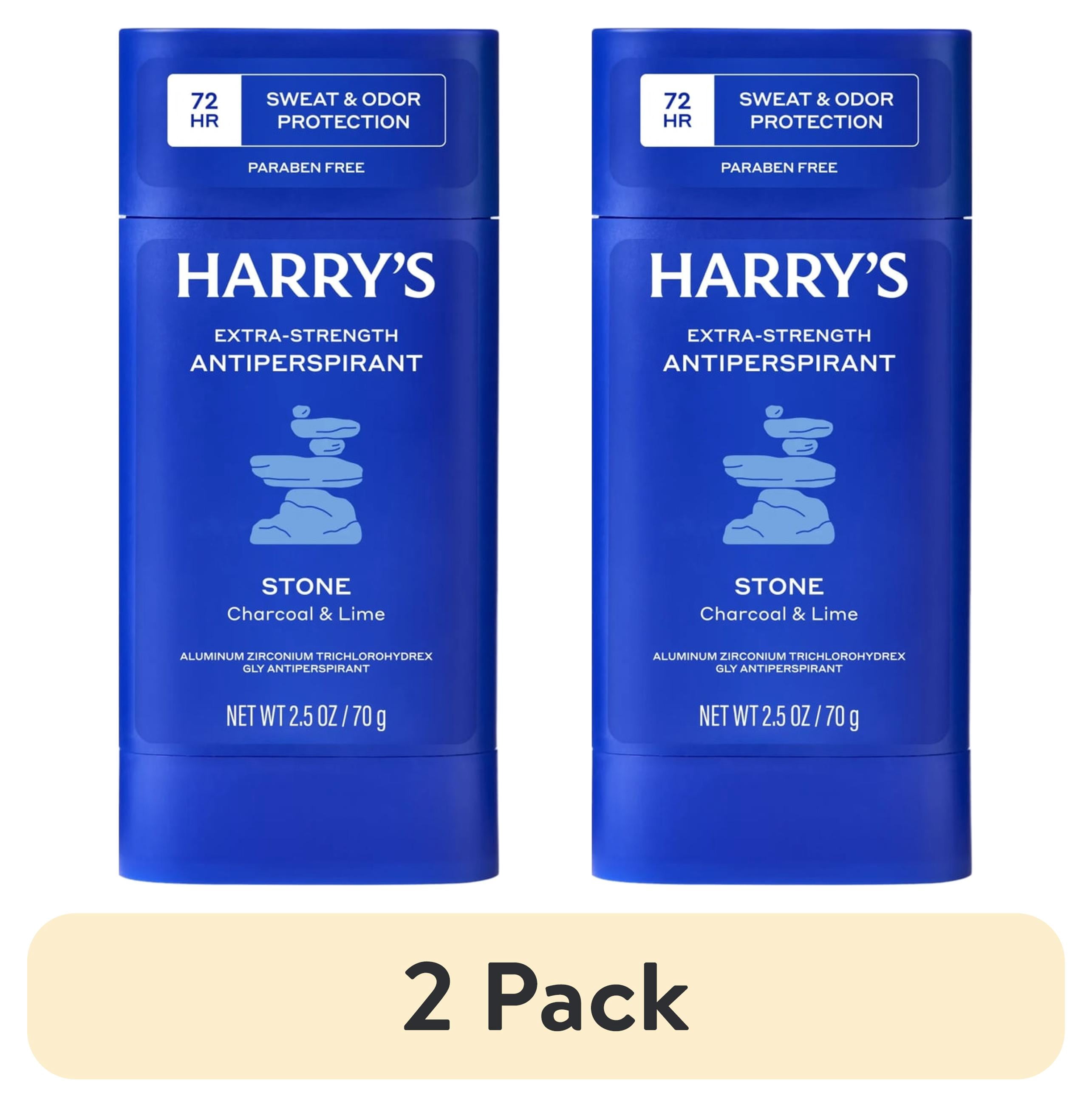 (2 pack) Harry's Extra-Strength Antiperspirant Deodorant for Men, Sweat and Odor Protection, Stone, 2.5 oz