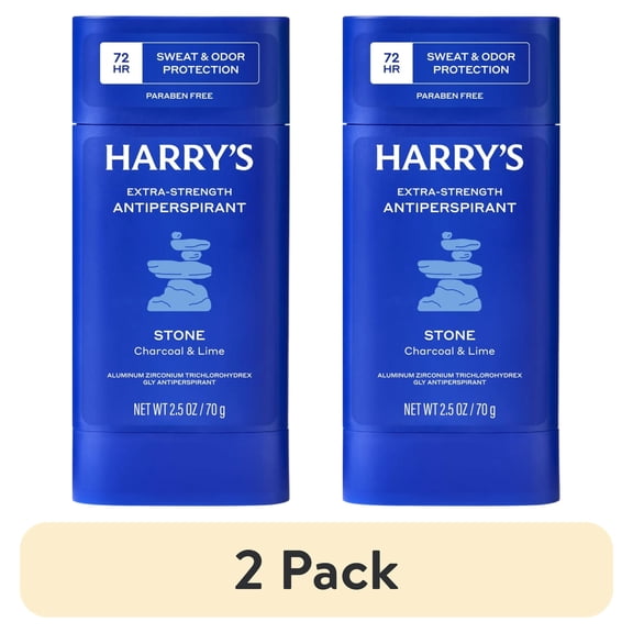 (2 pack) Harry's Extra-Strength Antiperspirant Deodorant for Men, Sweat and Odor Protection, Stone, 2.5 oz