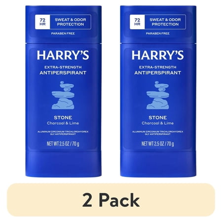 (2 pack) Harry's Extra-Strength Antiperspirant Deodorant for Men, Sweat and Odor Protection, Stone, 2.5 oz