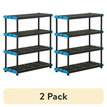 (2 pack) Hart Black & Blue Plastic 4-Tier 48" W x 20" D x 53" H, 800lb Total Capacity