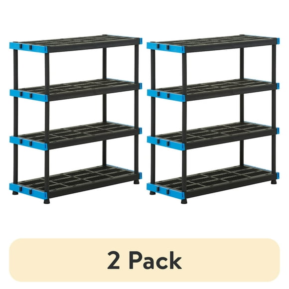 (2 pack) Hart Black & Blue Plastic 4-Tier 48" W x 20" D x 53" H, 800lb Total Capacity