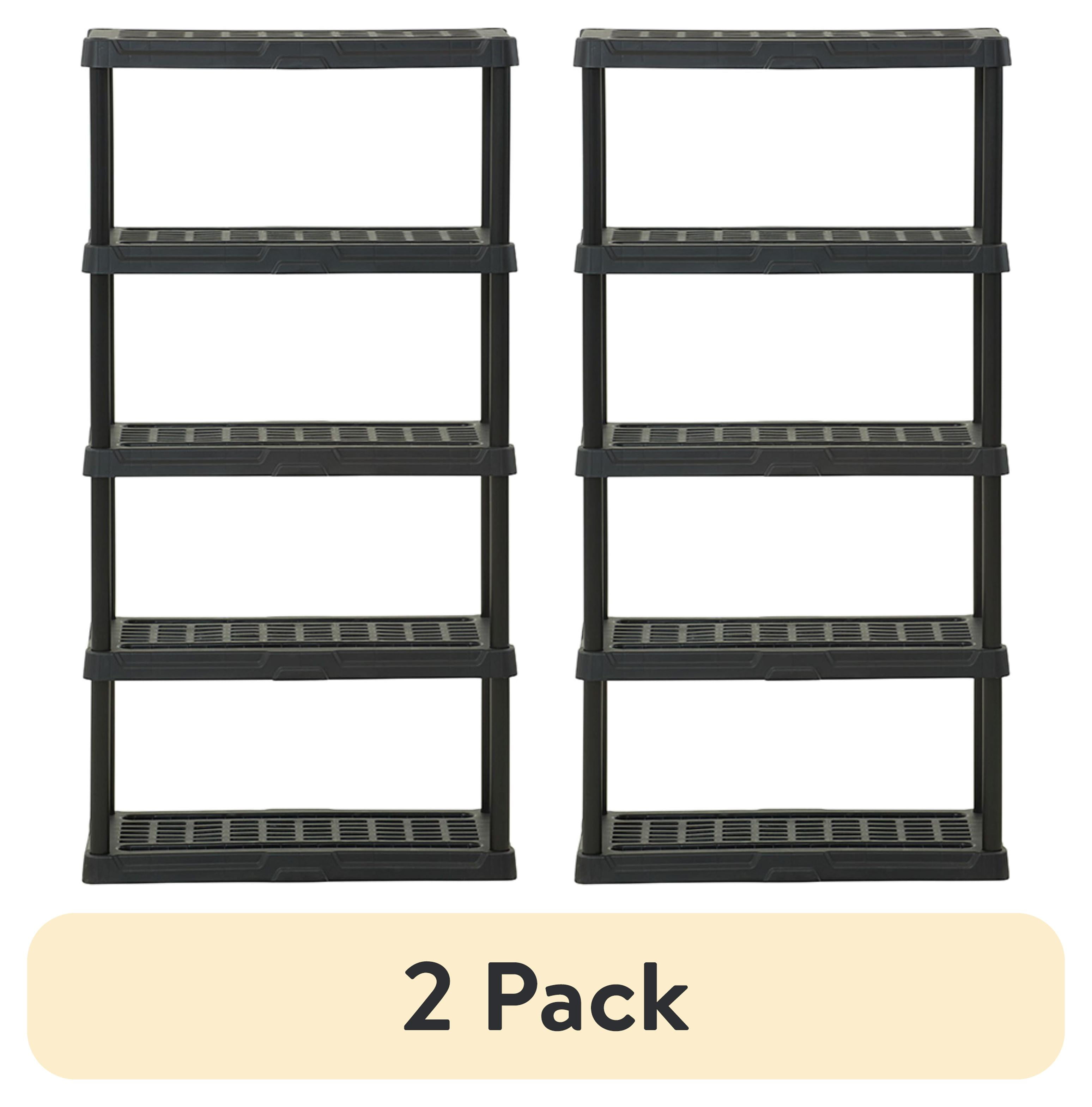 (2 pack) Hart Black Plastic 5-Tier Shelf 36" W x 18" D x 72" H, Up to 750 lb Total Capacity