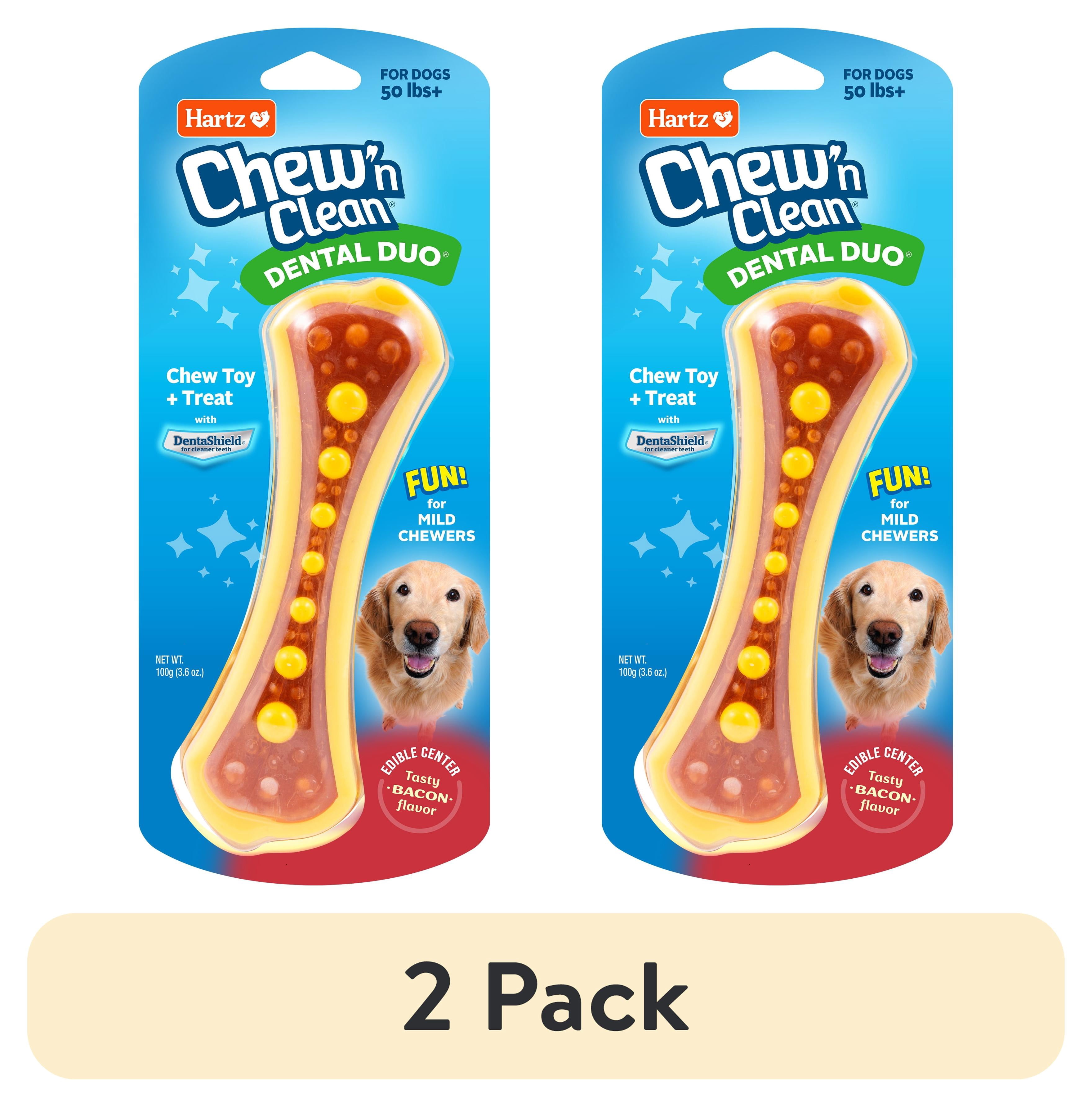 (2 pack) Hartz Chew N Clean Dental Duo Dog Chew Toy, Large, Bacon Flavor