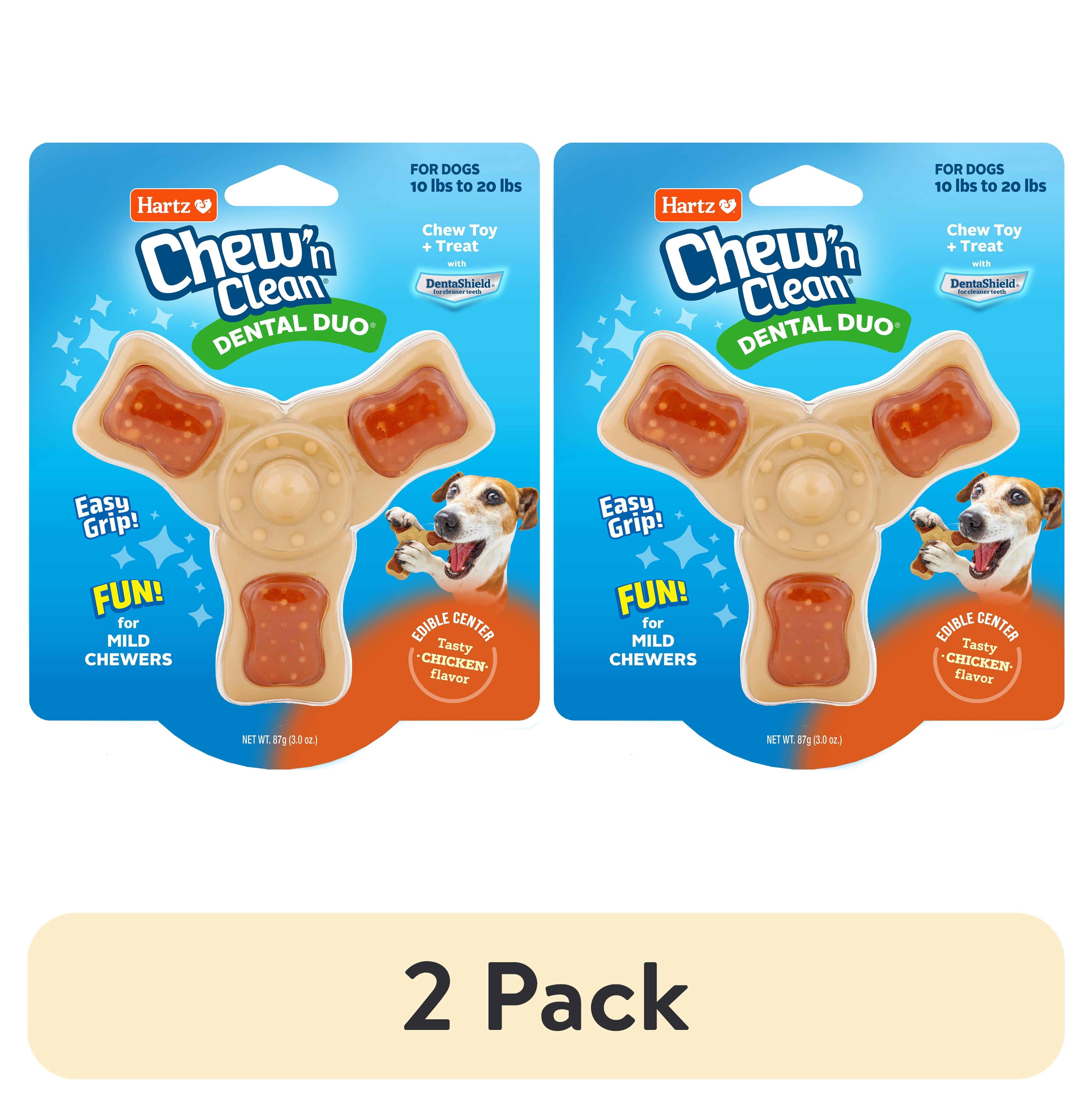 (2 pack) Hartz Chew ‘n Clean Tri-Point Chew Toy, Chicken Flavored Dog Toy For Moderate Chewers, Small