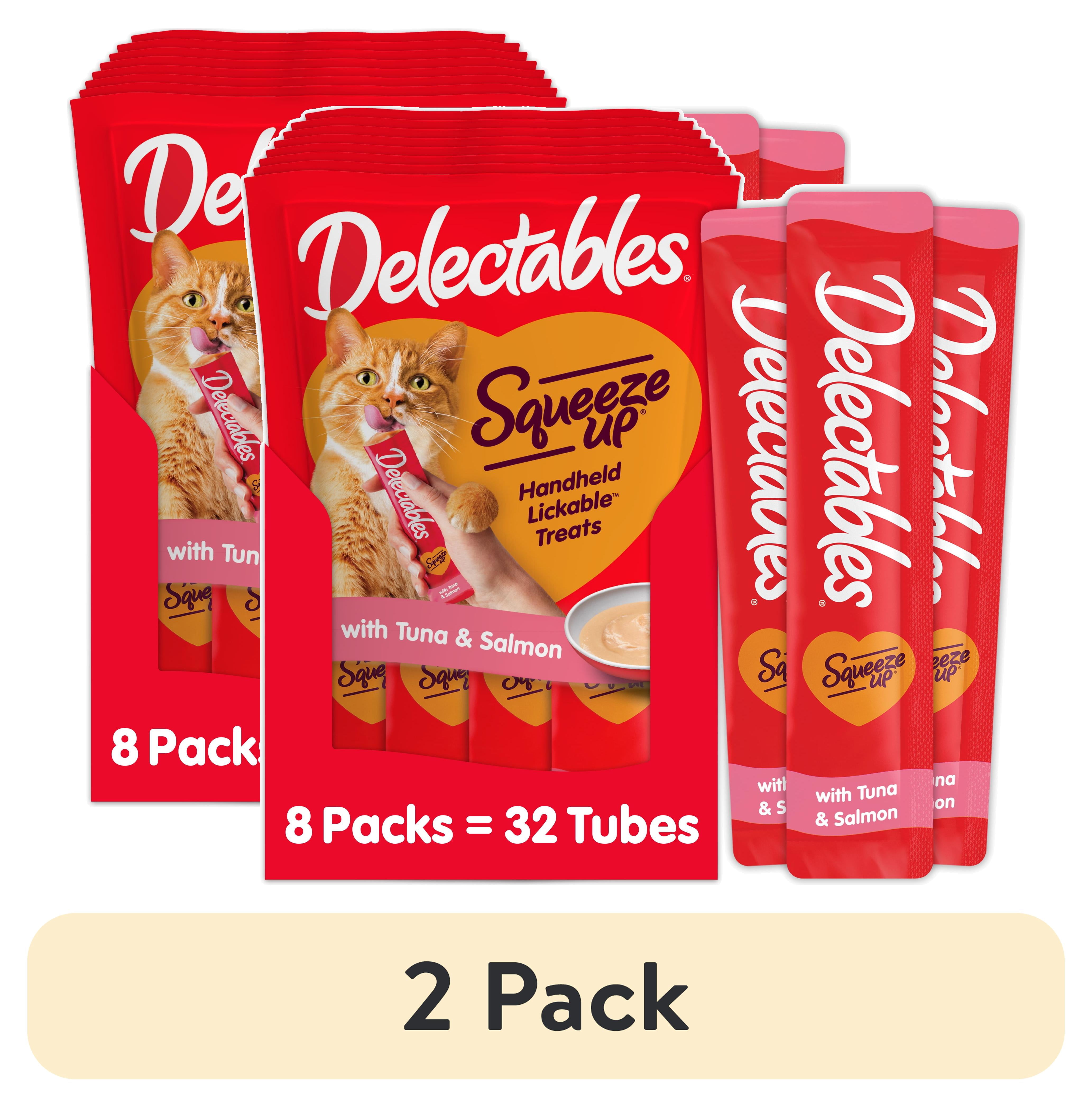 (2 pack) Hartz Delectables Squeeze Up Tuna & Salmon Interactive Lickable Wet Cat Treat, 0.5oz Tube (32 Count)