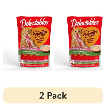 (2 pack) Hartz Delectables Squeeze Up Tuna & Salmon with Catnip Flavored Lickable Cat Treat, 4ct