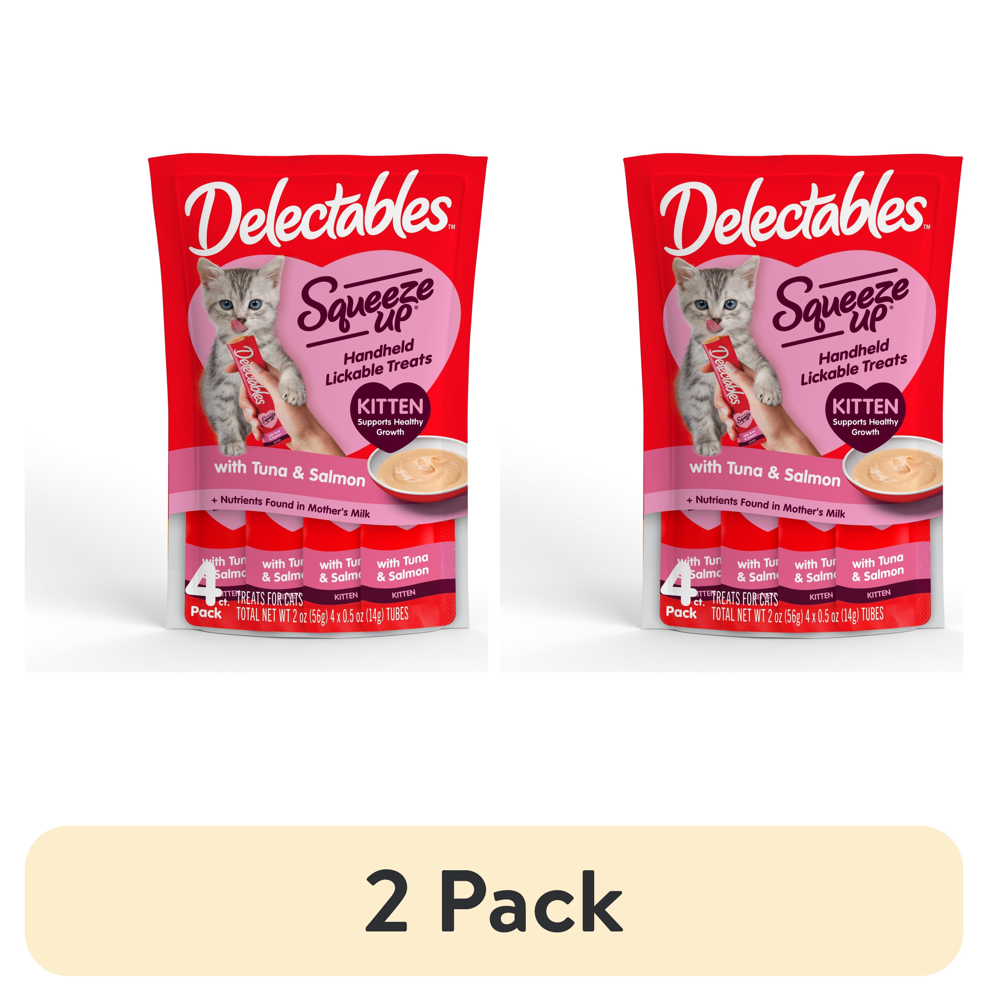 (2 pack) Hartz Delectables Squeeze Up for Kittens, Complete & Balanced Lickable Wet Cat Treat, Tuna & Salmon, 4ct