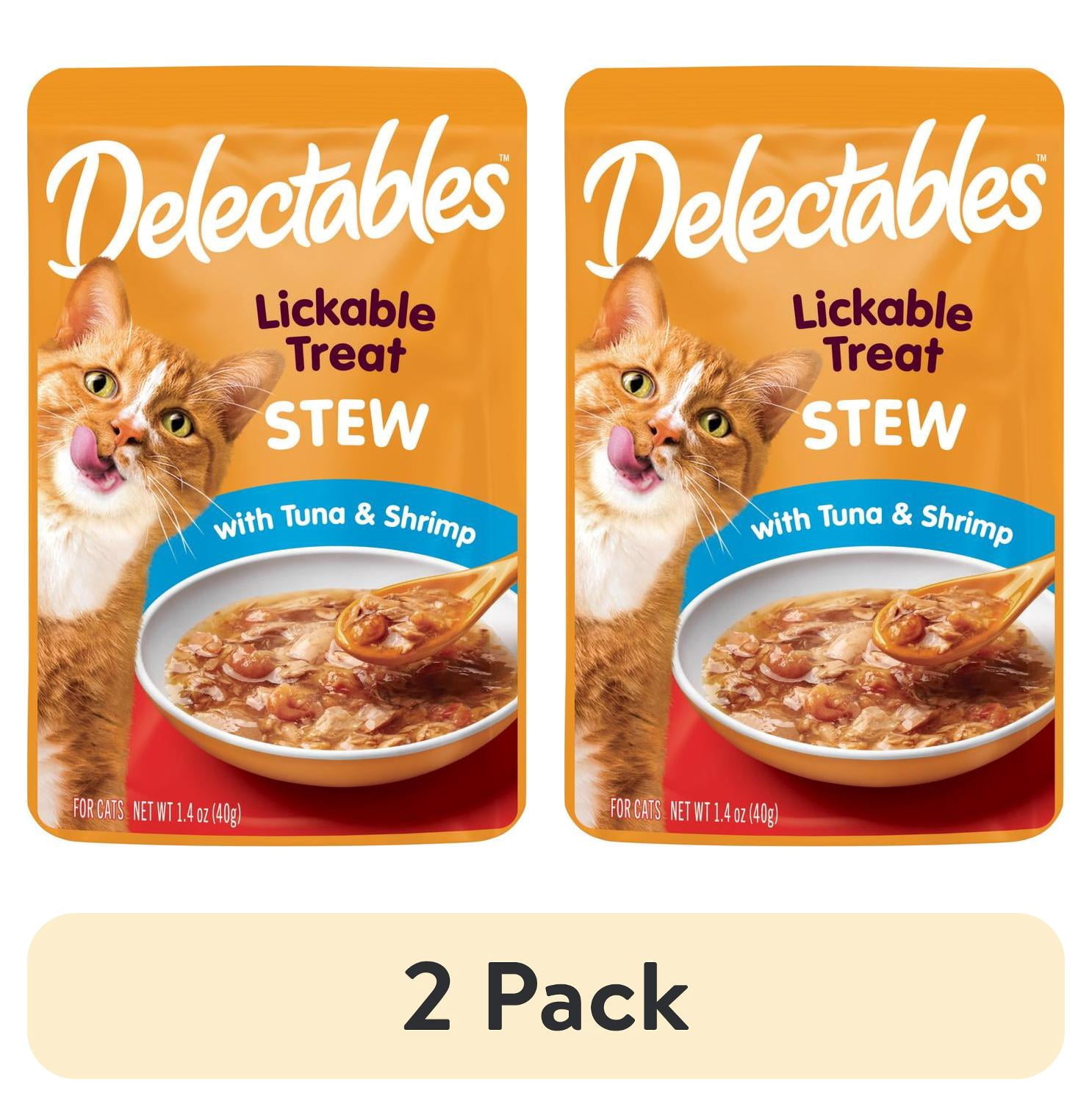 (2 pack) Hartz Delectables Stew Lickable Wet Cat Treats - Tuna & Shrimp, 1.4oz, One Pouch
