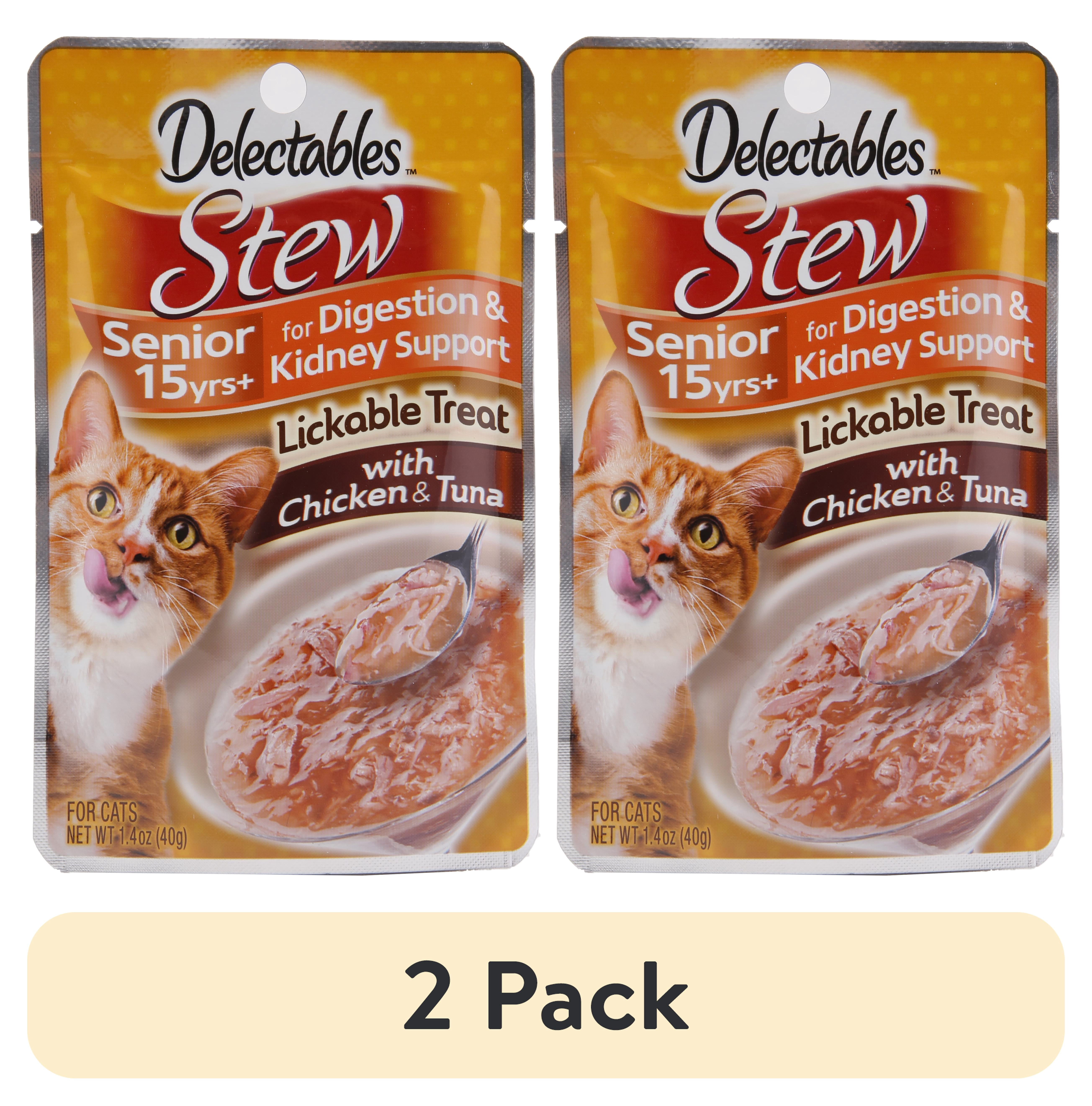 (2 pack) Hartz Delectables Stew Senior 15+ Years Lickable Wet Cat Treats - Chicken & Tuna 1.4oz, One Pouch
