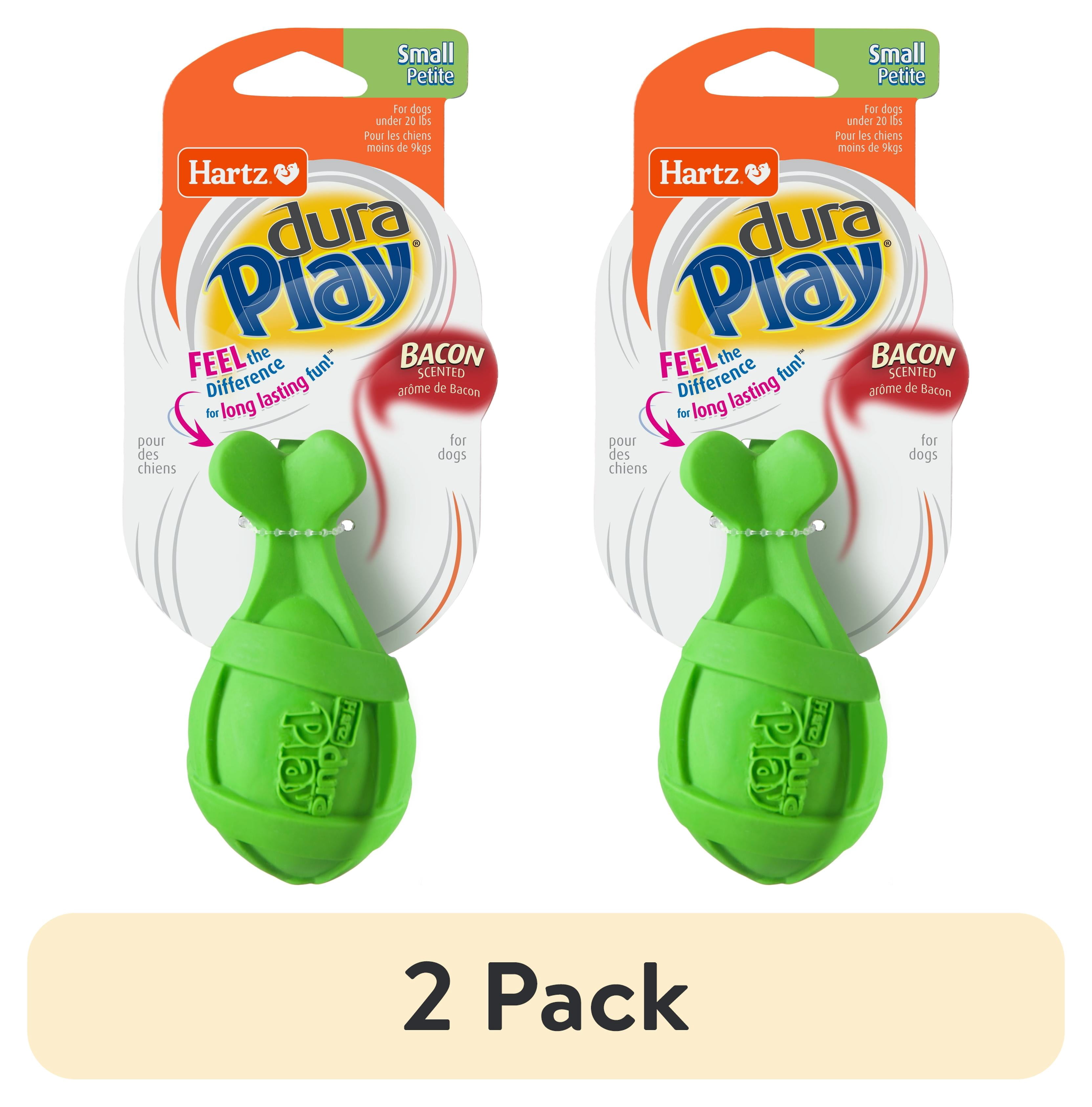 (2 pack) Hartz Dura Play Rocket Bacon Scented Latex Dog Toys, Small