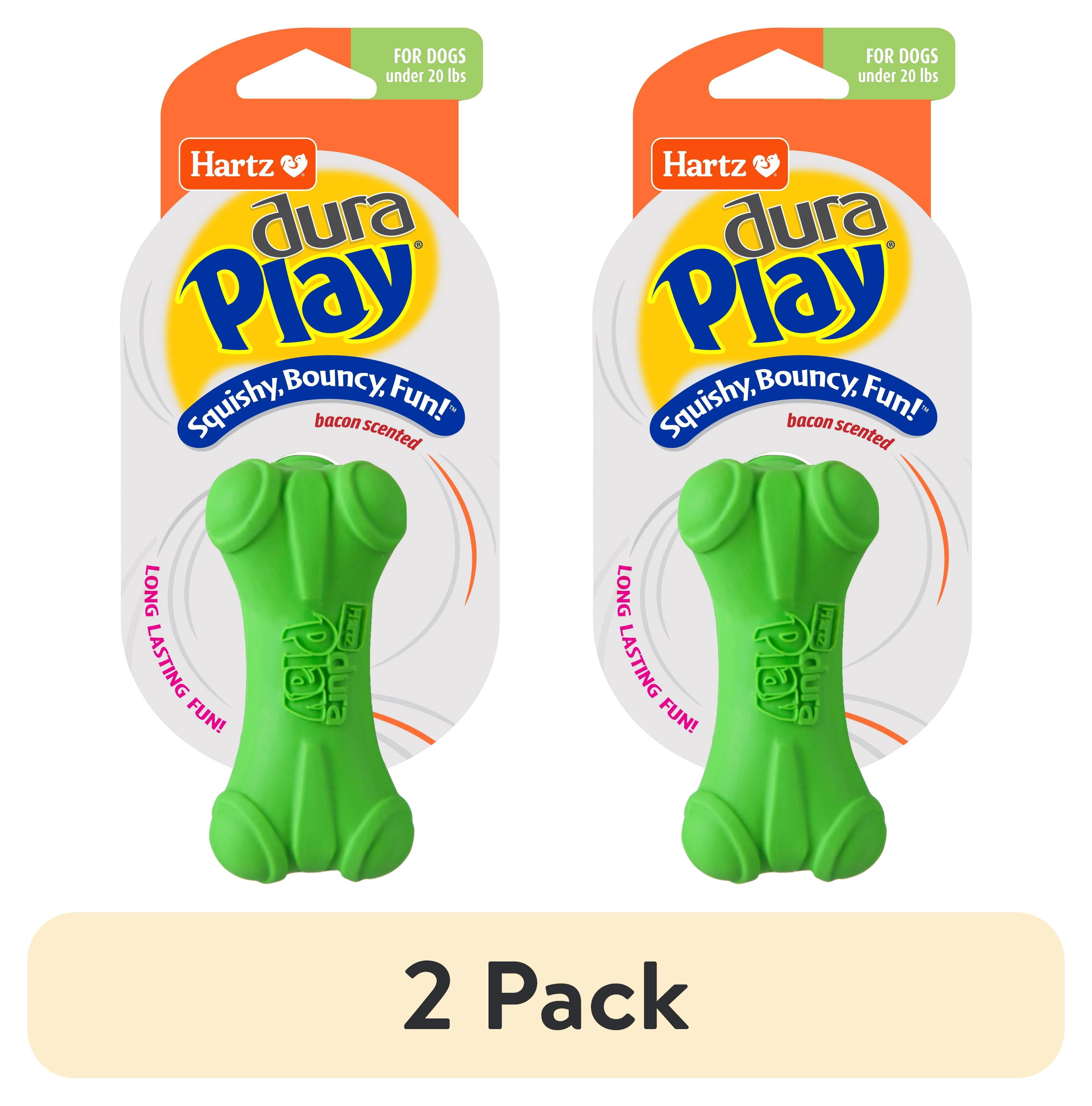 (2 pack) Hartz Dura Play Soft Dog Bone Toy for Gentle Chewers, Latex, Assorted Colors