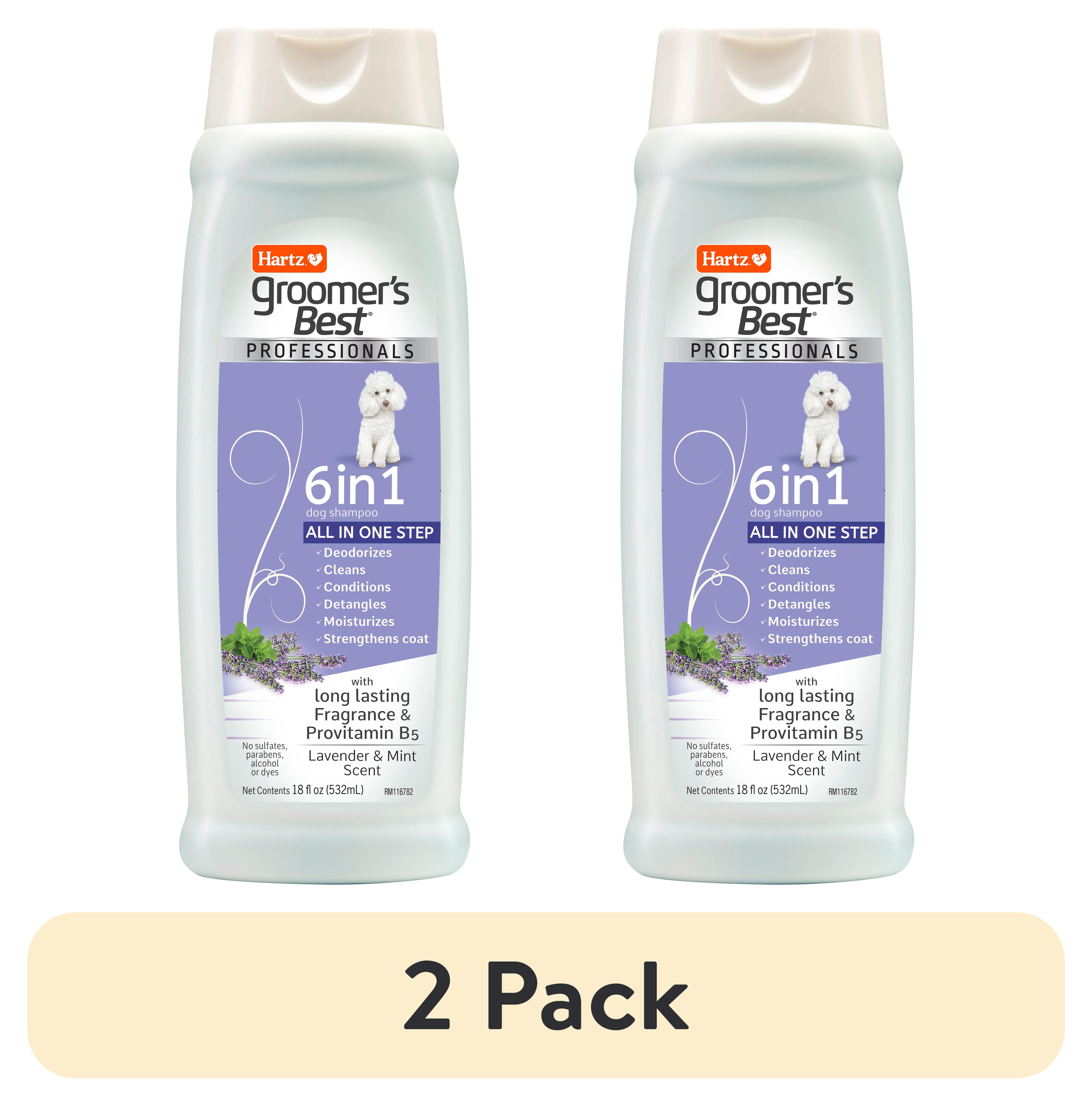 (2 pack) Hartz Groomer's Best PROFESSIONALS 6 IN 1 Dog Shampoo, 18 fl oz.