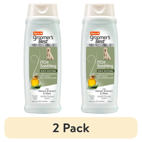 (2 pack) Hartz Groomer's Best PROFESSIONALS Itch Soothing Dog Shampoo, 18 fl oz.