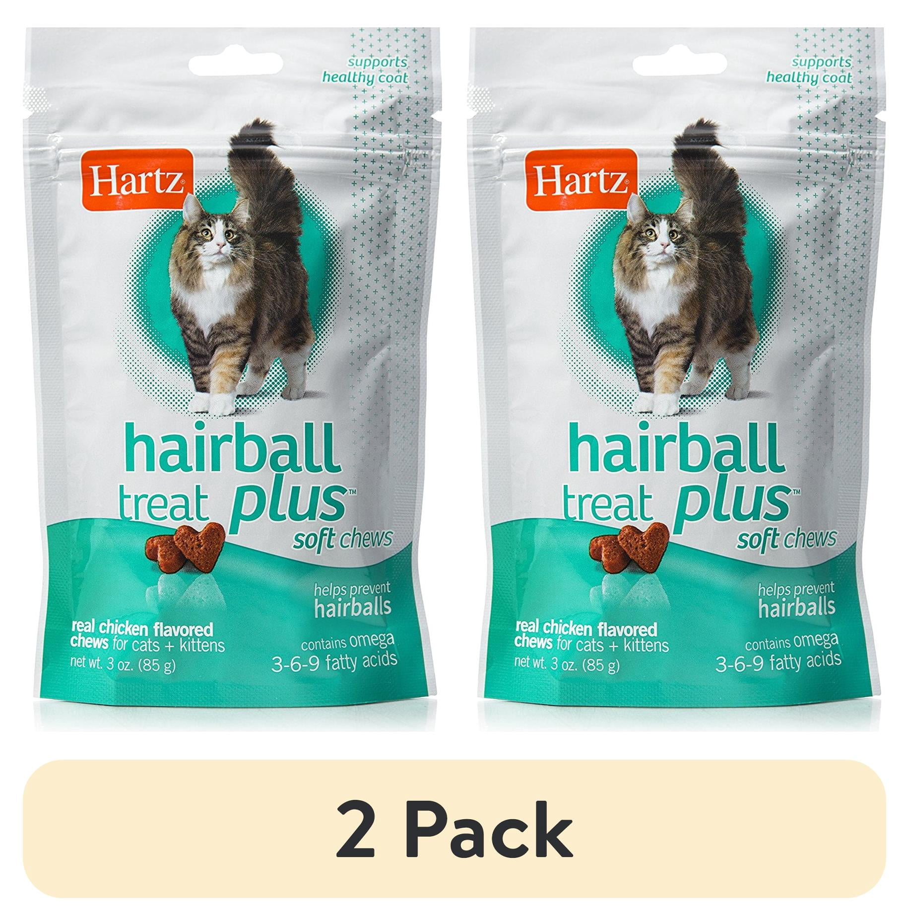 (2 pack) Hartz Hairball Remedy Plus Soft Chews for Cats, 3oz