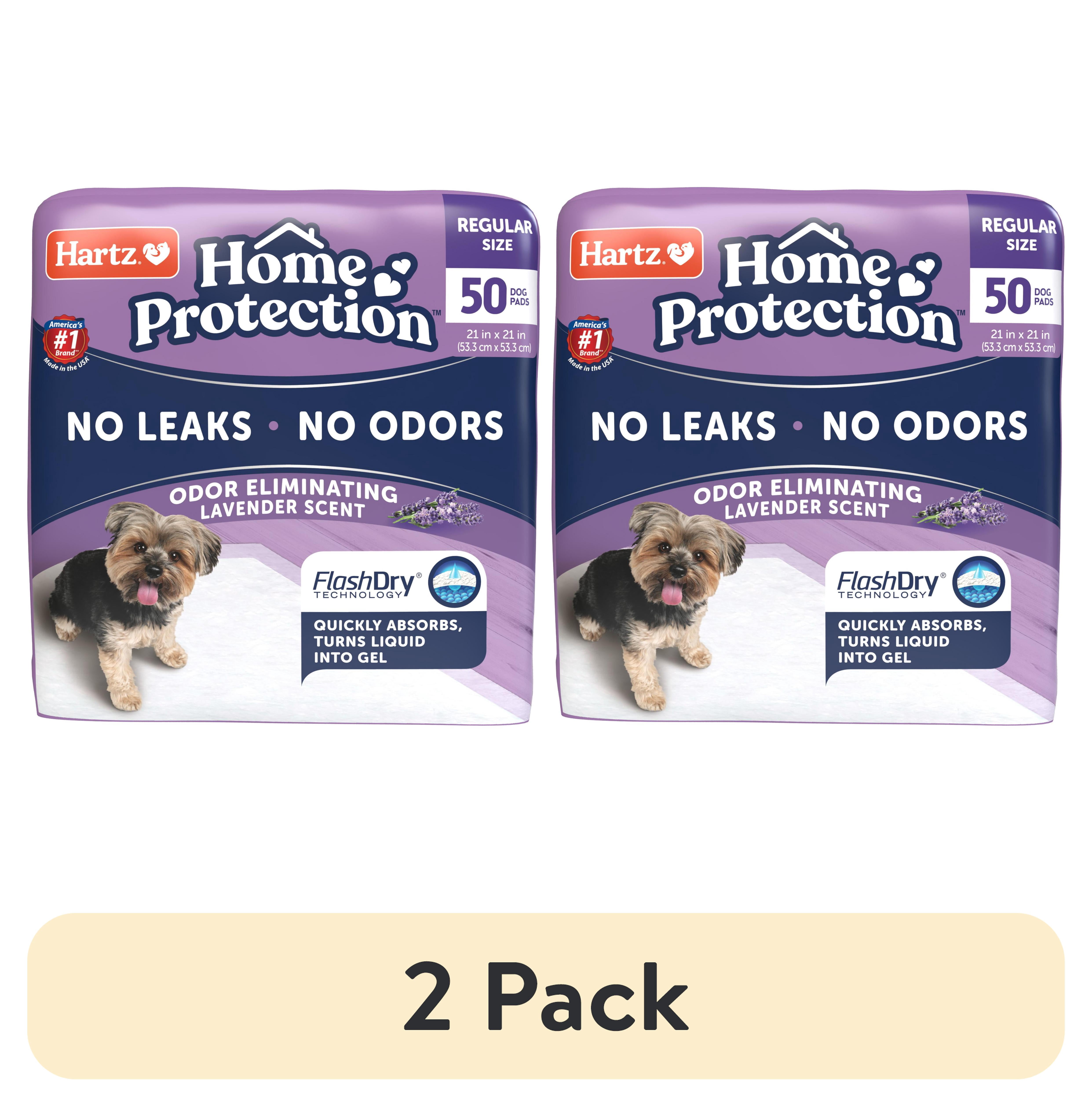 (2 pack) Hartz Home Protection Super Absorbent Odor Eliminating Lavender Scented No Leaks Dog Pads, Regular, 21 in x 21 in, 50 Count