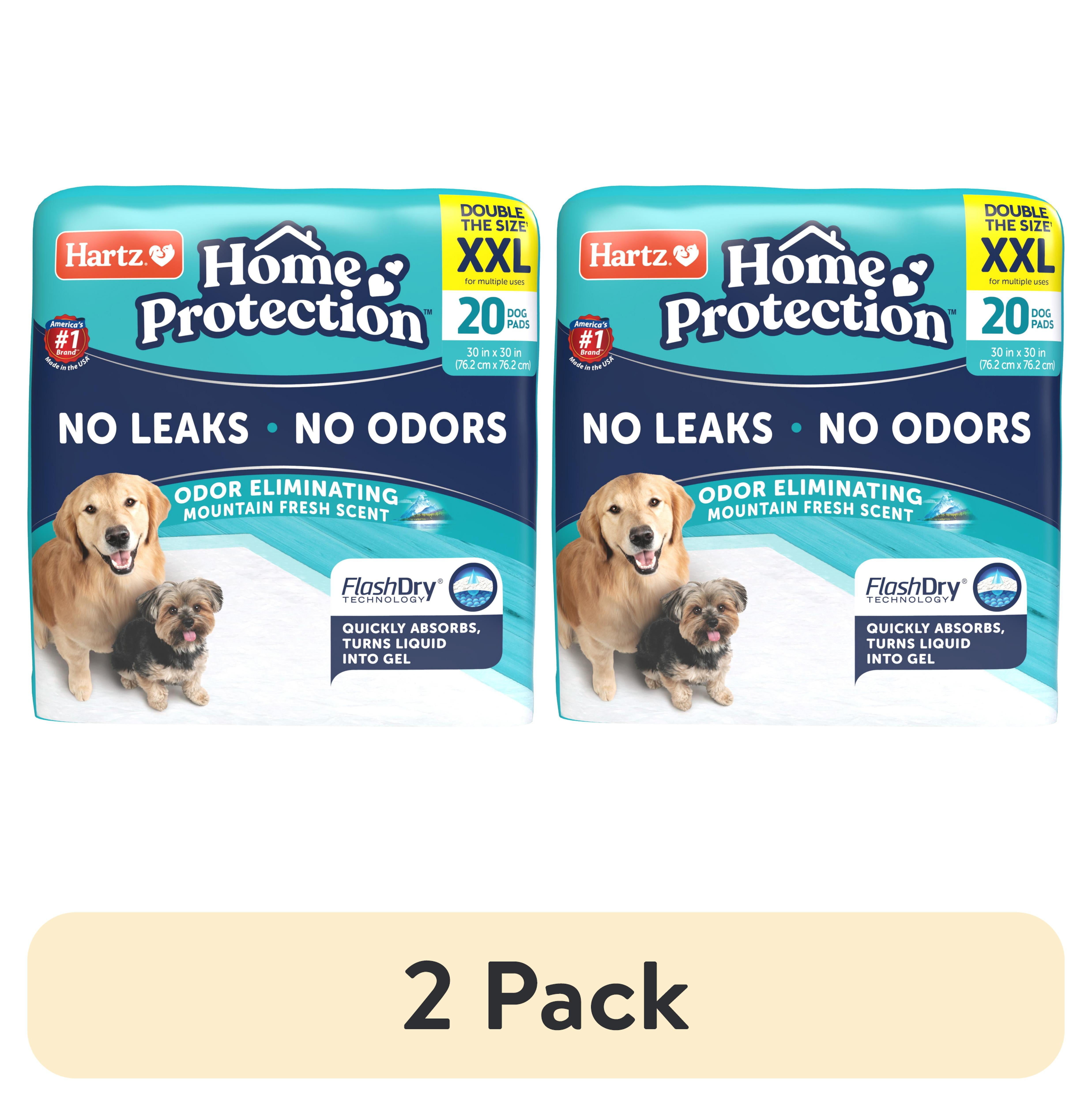 (2 pack) Hartz Home Protection Super Absorbent Odor Eliminating Mountain Fresh Scented No Leaks Dog Pads, 2XL, 30in x 30in, 20 Count