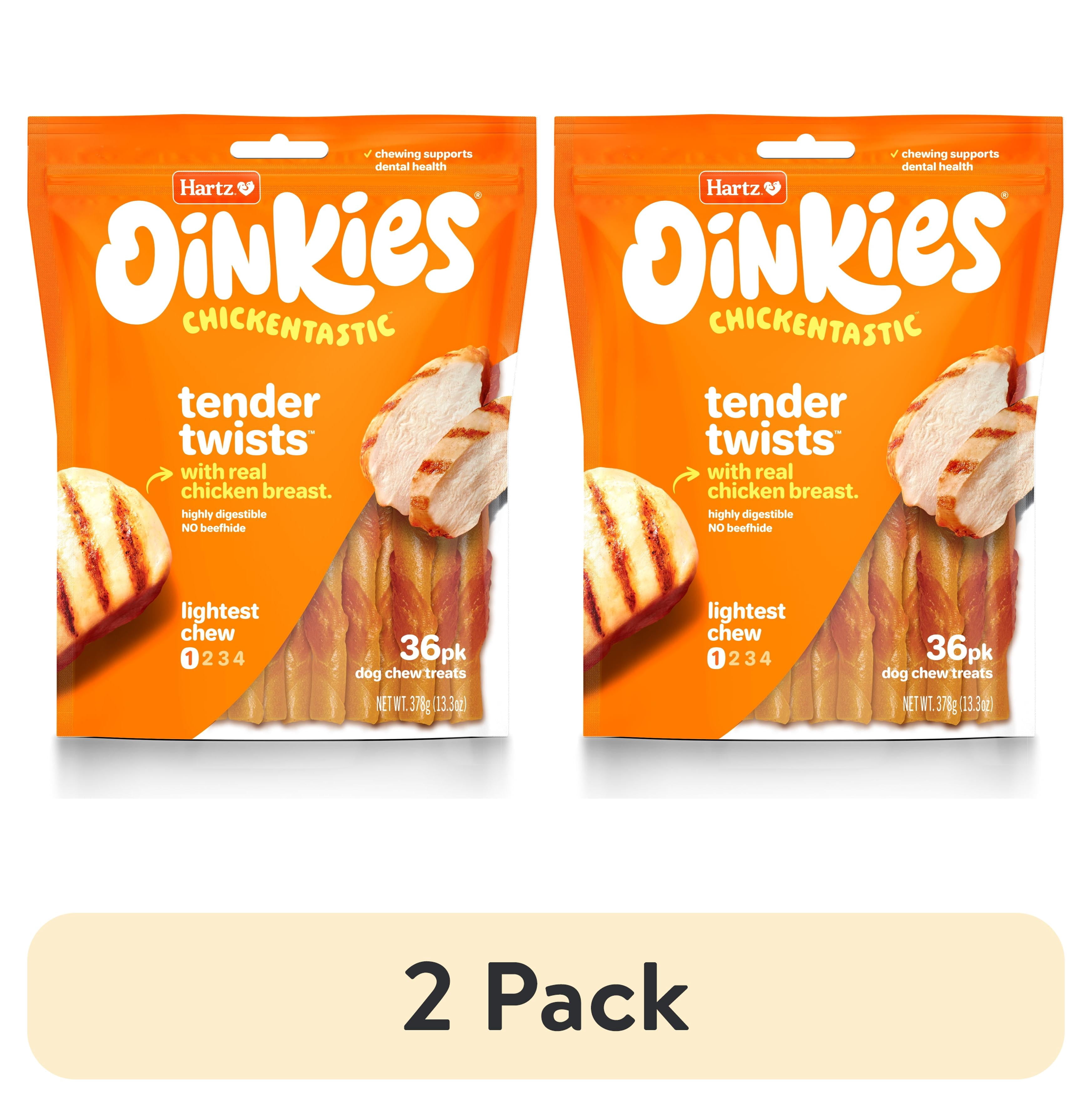 (2 pack) Hartz Oinkies Tender Twists Wrapped with Real Chicken Breast Dog Treats, Stick Treat (36 Count)