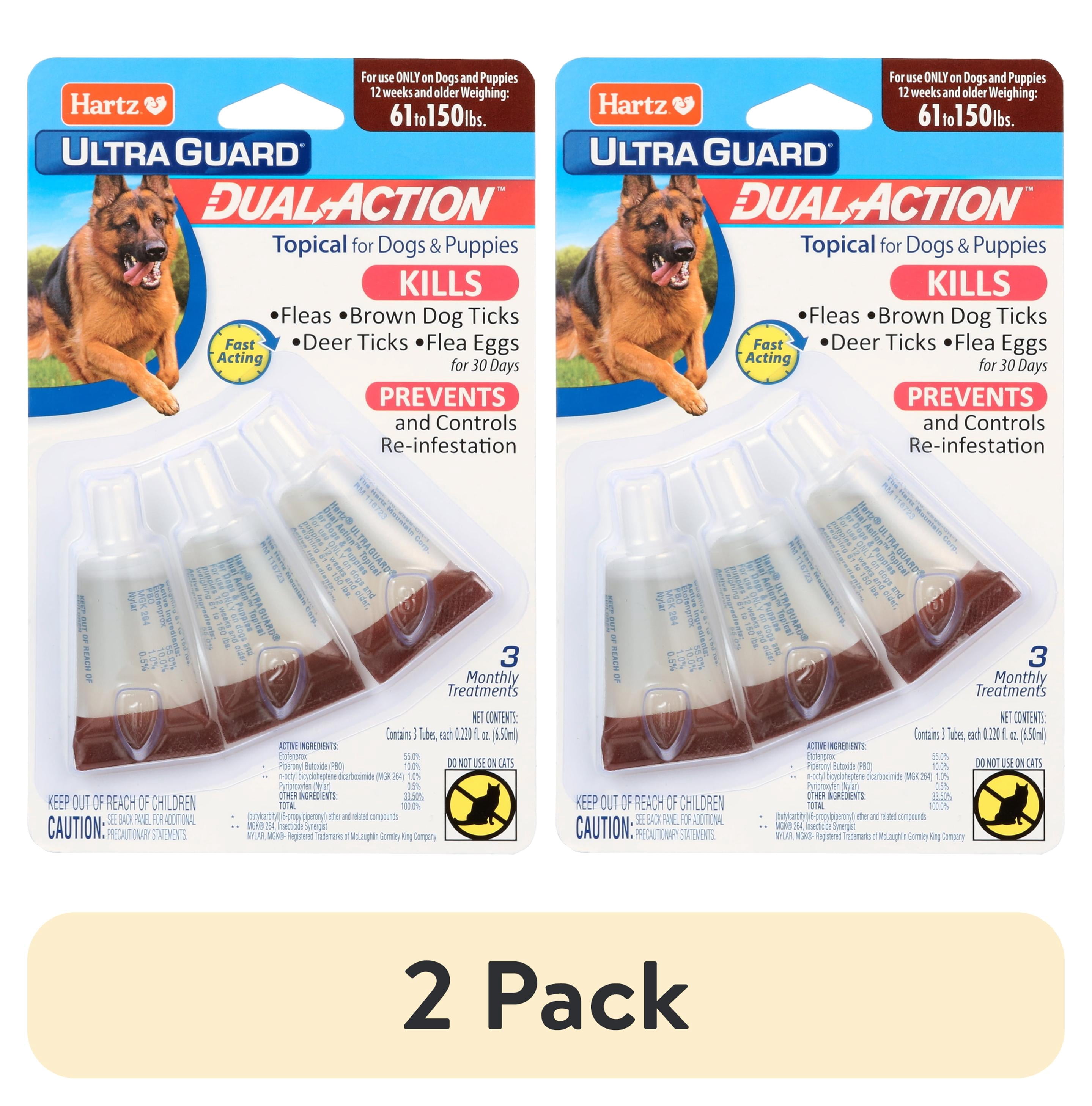 (2 pack) Hartz UltraGuard Dual Action Flea & Tick Topical, XL, Dogs 61-150lbs, 3 Monthly Treatments