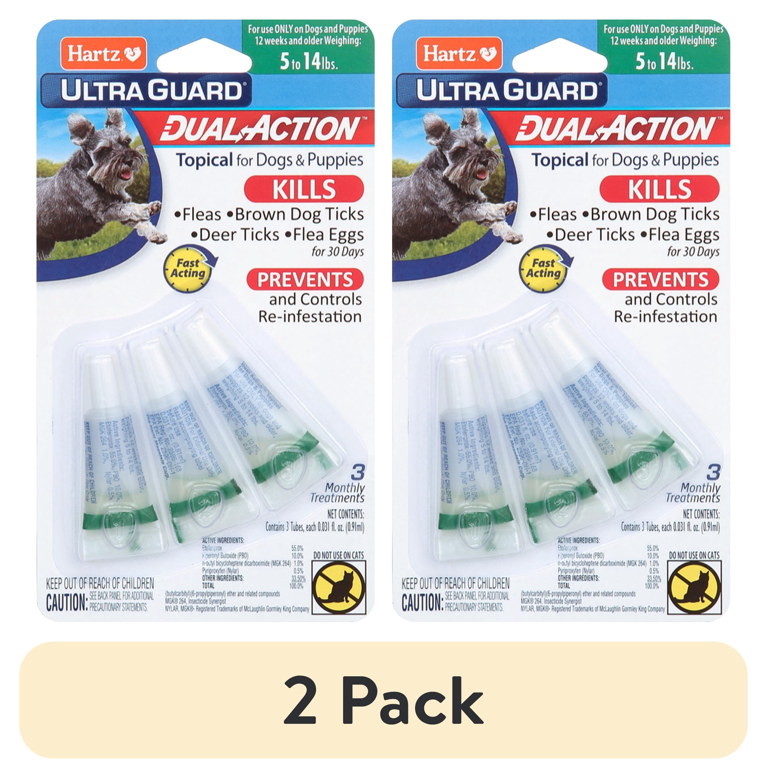 (2 pack) Hartz UltraGuard Dual Action Flea & Tick Topical for Small Dogs 5-14lbs, 3 Monthly Treatments