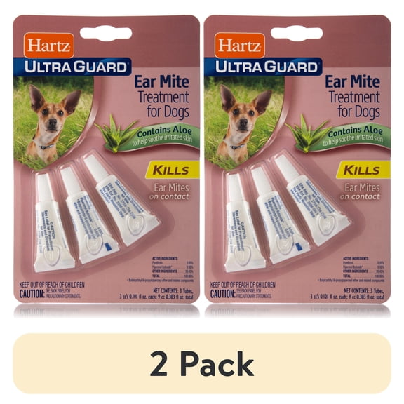 (2 pack) Hartz UltraGuard Ear Mite Treatment For Dogs, 3 Count
