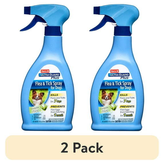 (2 pack) Hartz UltraGuard Plus Flea And Tick Spray With Aloe for Dogs, 16 oz.