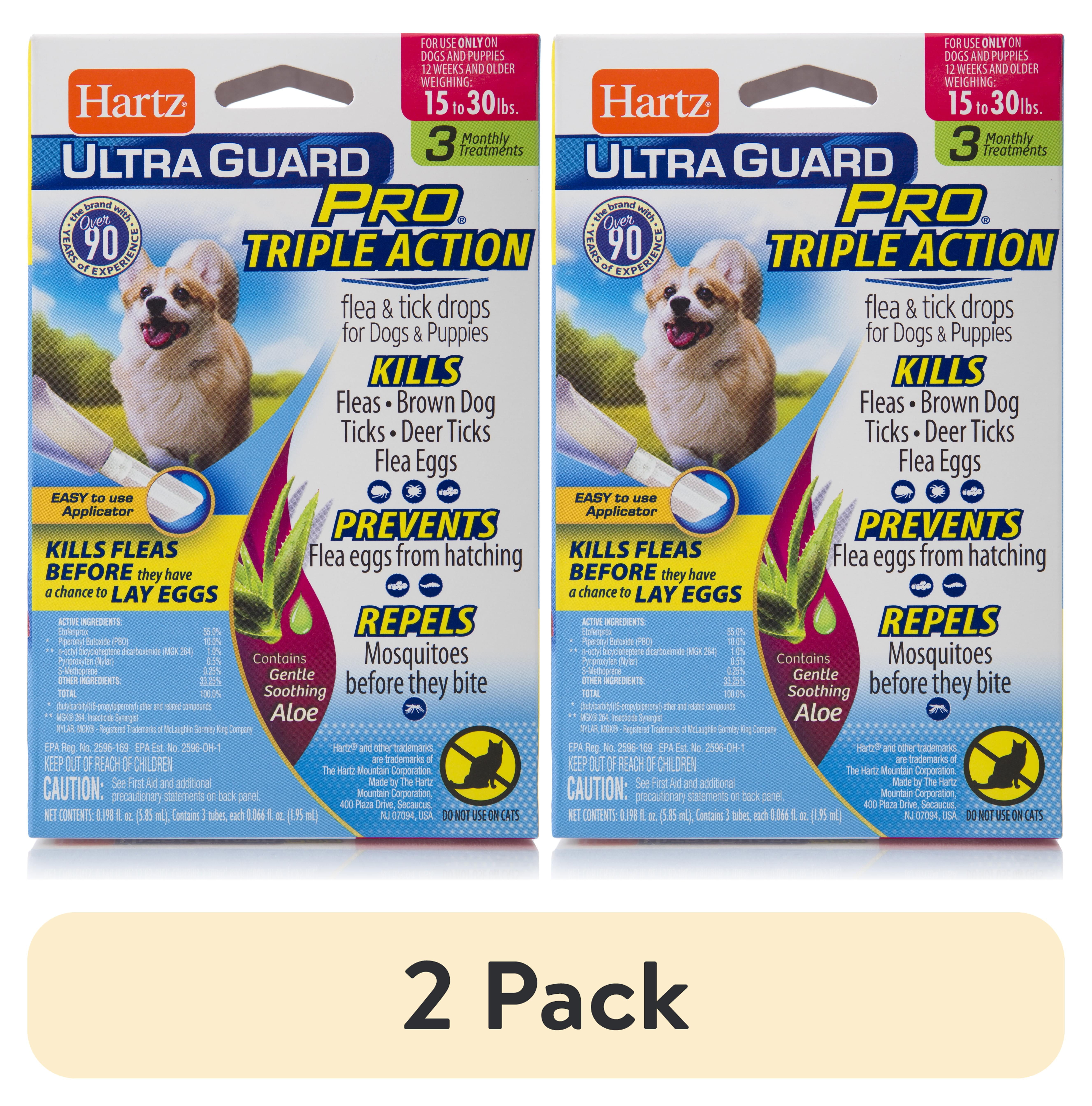 (2 pack) Hartz UltraGuard Pro with Aloe Flea & Tick Drops for Dogs 15-30 lbs, 3 Monthly Treatments