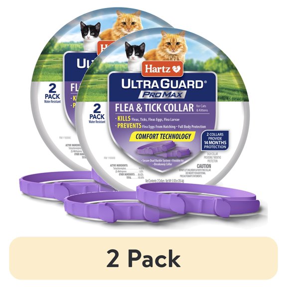 (2 pack) Hartz UltraGuard ProMax Flea & Tick Collar for Cats & Kittens with Comfort Technology, 2 Pack
