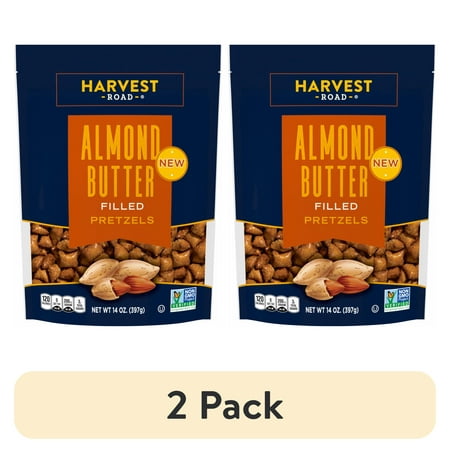 (2 pack) Harvest Road Non-GMO Almond Butter Filled Pretzels with Crunchy Shell