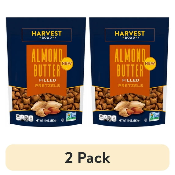 (2 pack) Harvest Road Non-GMO Almond Butter Filled Pretzels with Crunchy Shell