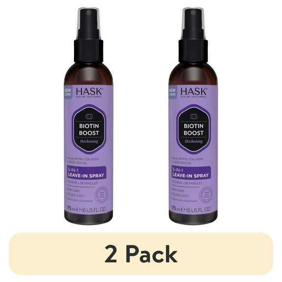 (2 pack) Hask Biotin Boost Thickening 5-in-1 Leave-in Spray, 6 fl oz