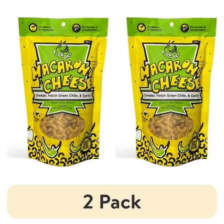 (2 pack) Hatch Green Chile, Garlic, Cheddar Mac and Cheese by FishSki Provisions, Shelf-Stable Packaged Meals