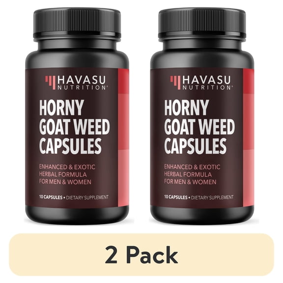 (2 pack) Havasu Nutrition Horny Goat Weed Supplement with Tongkat Ali for Men and Women, 120 Capsules