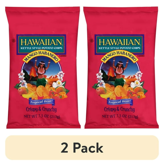 (2 pack) Hawaiian Mango Habanero Kettle Style Potato Chips, 7.5 oz