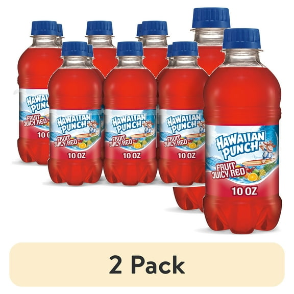 (2 pack) Hawaiian Punch Fruit Juicy Red Juice, 10 fl oz, 6 Count Bottles