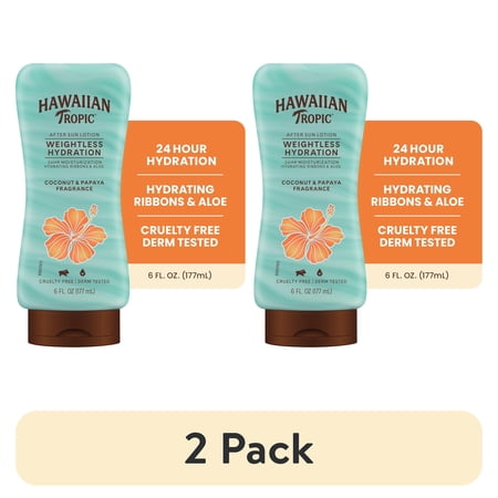 (2 pack) Hawaiian Tropic Weightless Hydration after Sun Lotion for Adults, 6 Fl Oz