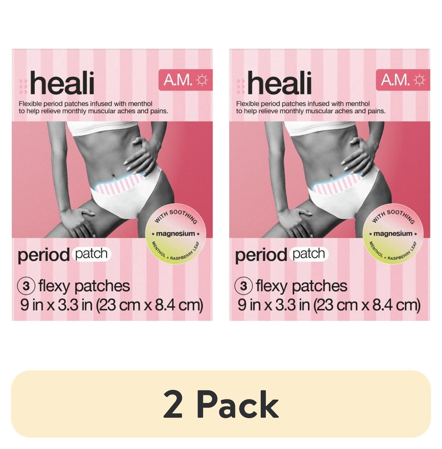 (2 pack) Heali Period Relief Menstrual Cooling Patches for Pain and Cramps, Natural Ingredients, 3 Count