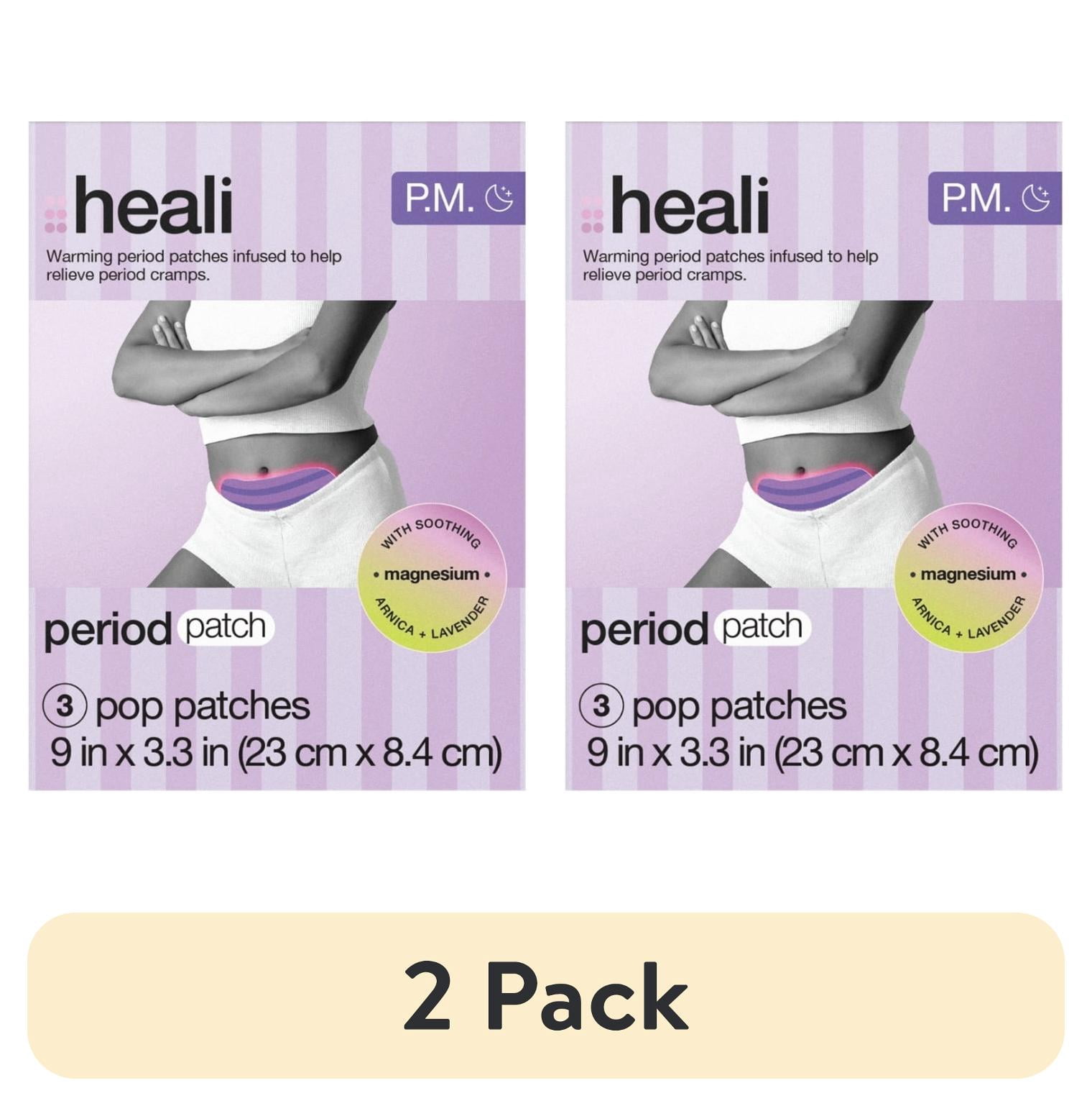 (2 pack) Heali Night Menstrual Heating Patches, 3 Count, Natural Ingredients for Period Pain Relief