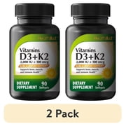 2 pack HealthA2Z Vitamin D3 + K2 | 2000 IU + 100 mcg | 90 Easy-to-Swallow Softgels | Clean Label, No Dyes | Bone, Muscle & Immune Support