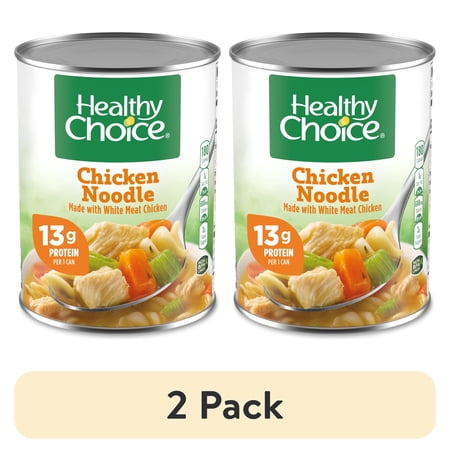 (2 pack) Healthy Choice Chicken Noodle Canned Soup, High Protein, 15 oz.