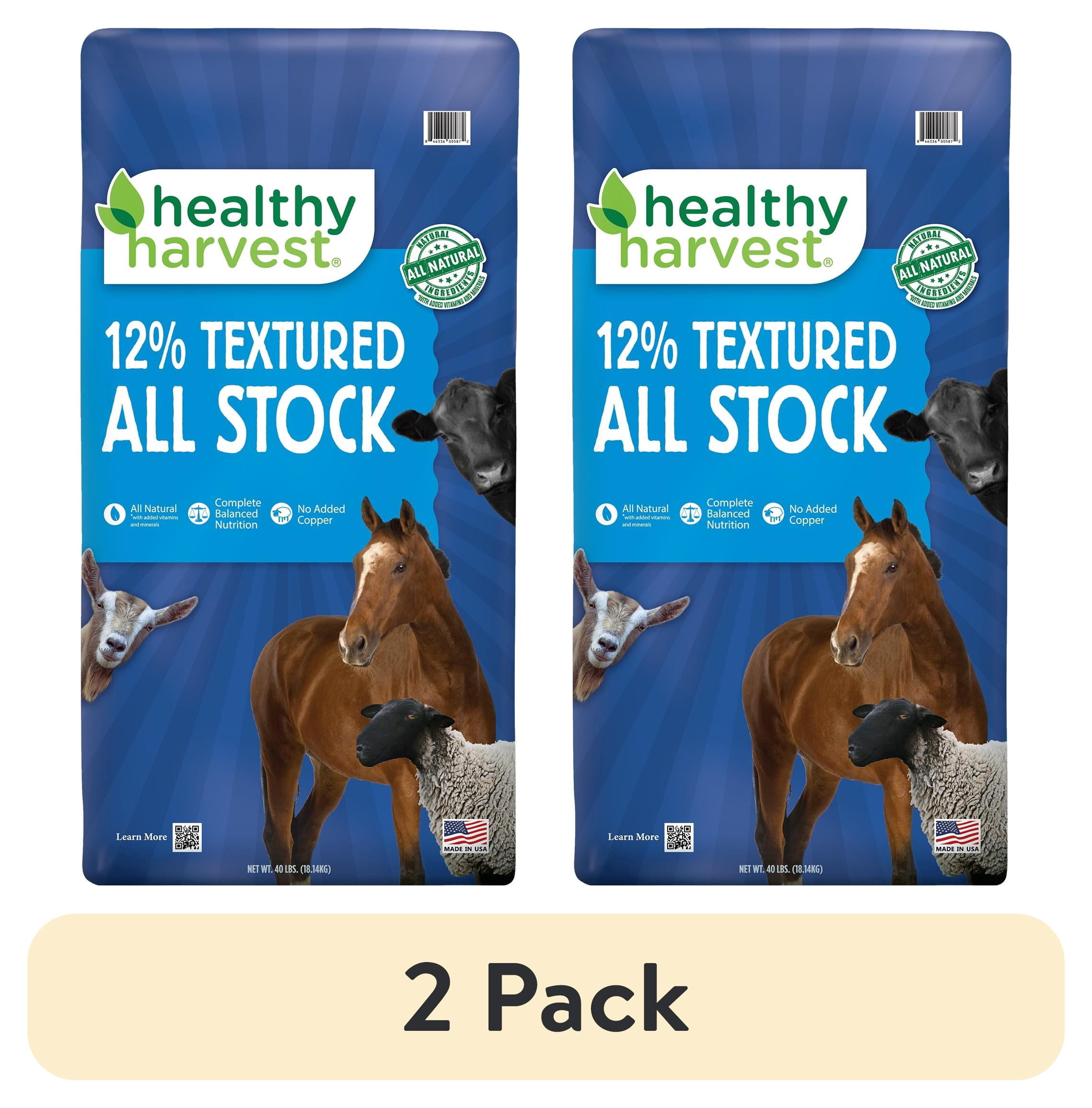 (2 pack) Healthy Harvest 12% Textured All Stock Feed for Multiple Livestock Species, 40 lb Bag