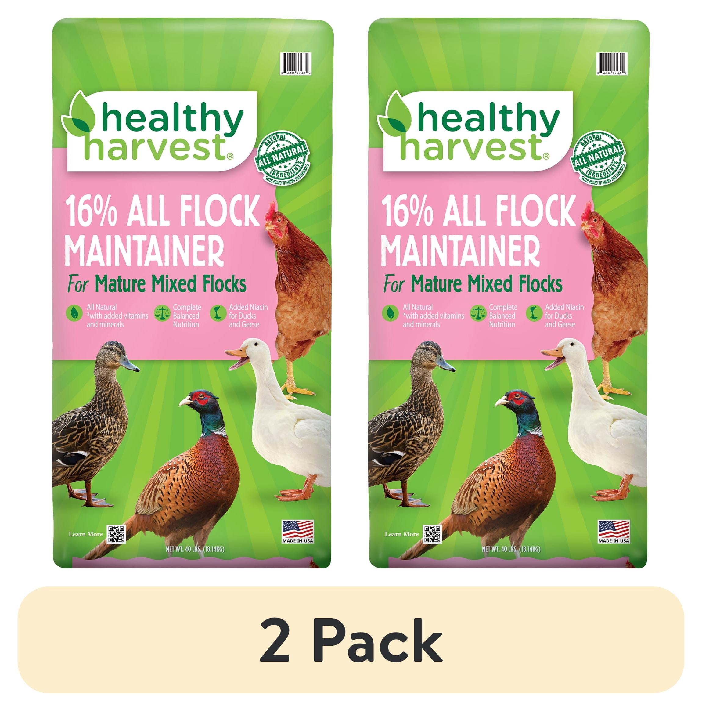 (2 pack) Healthy Harvest 16% All Natural Flock Maintainer Pellets for Feeding Mixed Flocks of Poultry, 40 lb bag