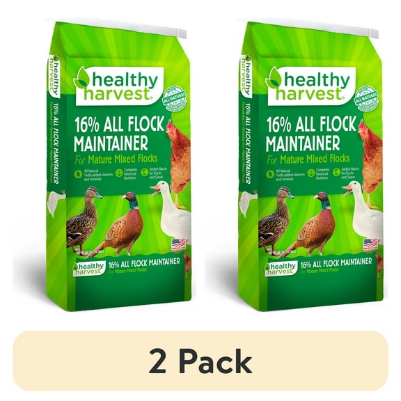 (2 pack) Healthy Harvest 16% All Natural Flock Maintainer Pellets for Feeding Mixed Flocks of Poultry, 40 lb
