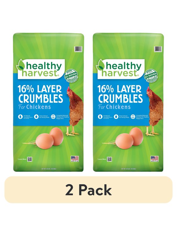 (2 pack) Healthy Harvest 16% Layer Crumbles Feed for Egg Laying Chickens, 40 lb Bag