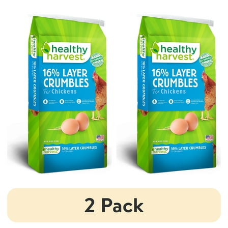 (2 pack) Healthy Harvest 16% Layer Crumbles Feed for Egg Laying Chickens, 40 lb bag