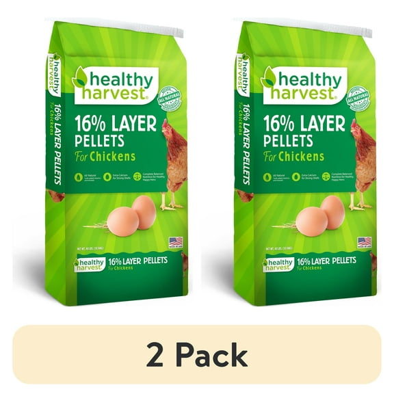 (2 pack) Healthy Harvest 16% Layer Pellets Feed for Egg Laying Chickens, 40 lb bag