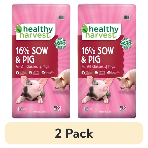 (2 pack) Healthy Harvest 16% Sow & Pig Pellet Feed, 40 lb Bag