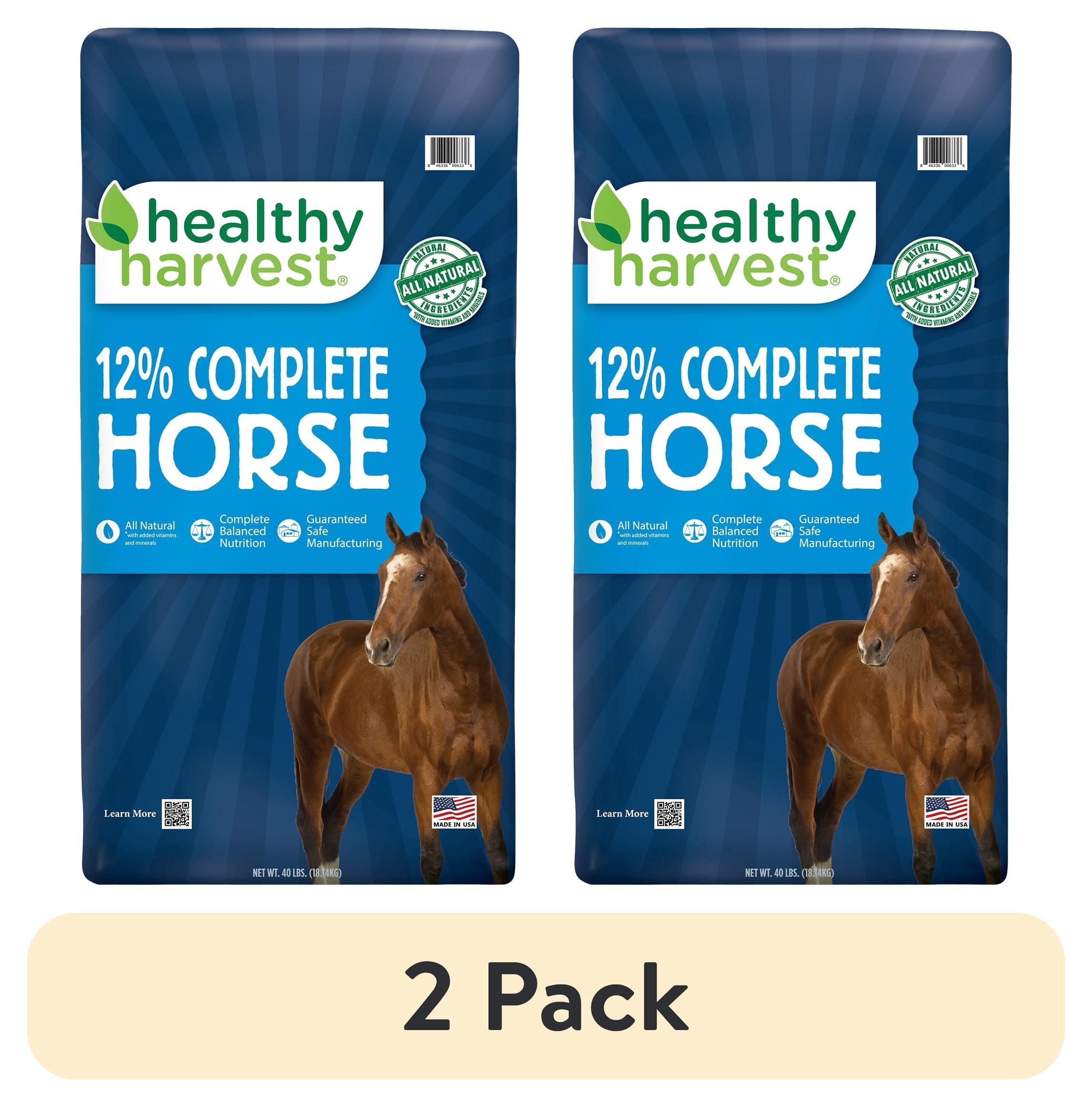 (2 pack) Healthy Harvest All Natural 12% Complete Horse Feed Pellets for Mature Horses, 40 lb Bag